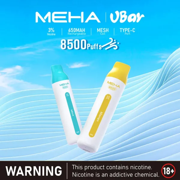 【MEHA魅嗨】小白條8500口一次性小煙｜3%丁鹽平順擊喉感｜現貨免運專區