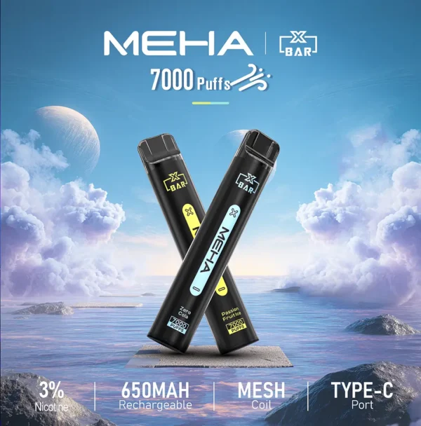 【MEHA XBAR 魅嗨】小黑條7000口拋棄式小煙｜3%丁鹽強勁擊喉｜台灣現貨免運