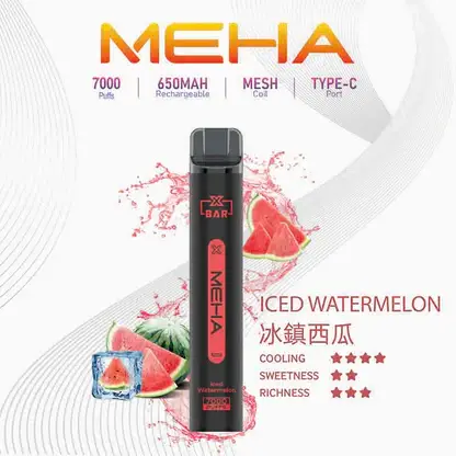【MEHA XBAR 魅嗨】小黑條7000口拋棄式小煙｜3%丁鹽強勁擊喉｜台灣現貨免運